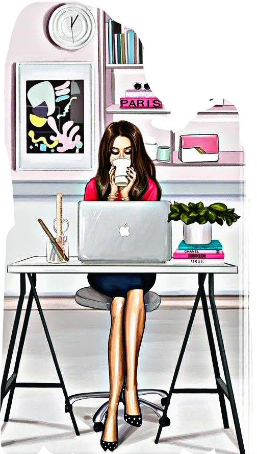 #girl #coffee #work #laptop #clock #freetoedit - Anastasia Kosyanova Clipart (504x888), Png Download