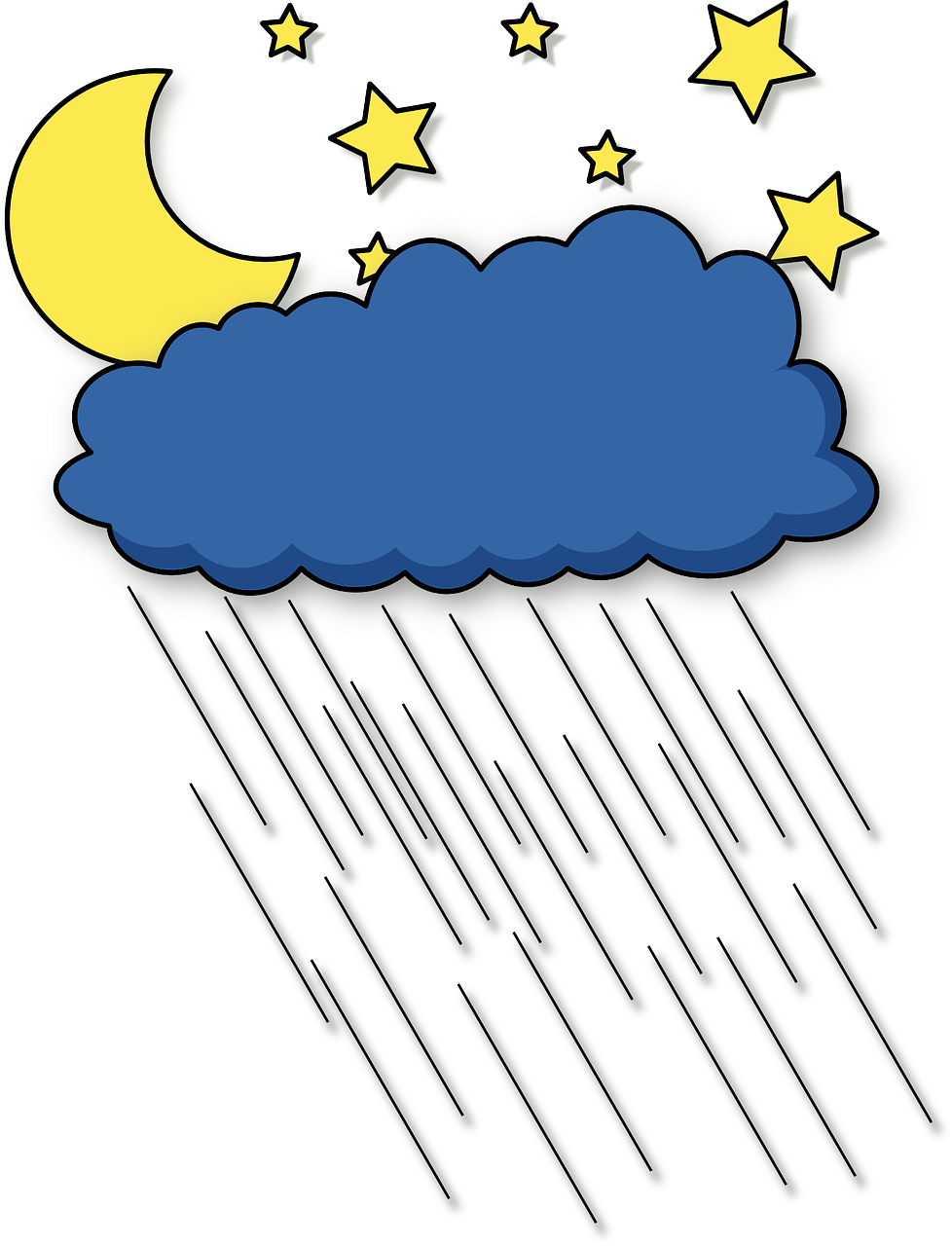 Rain Heavy Rain Cloud Moon Sky Png Image - Rainy Night Clip Art Transparent Png (978x1280), Png Download