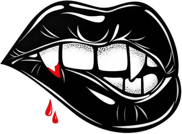 #halloween #vampire #blood #vampirefangs #vampireteeth#freetoedit - Lips And Vampire Teeth Tattoo Clipart (640x481), Png Download