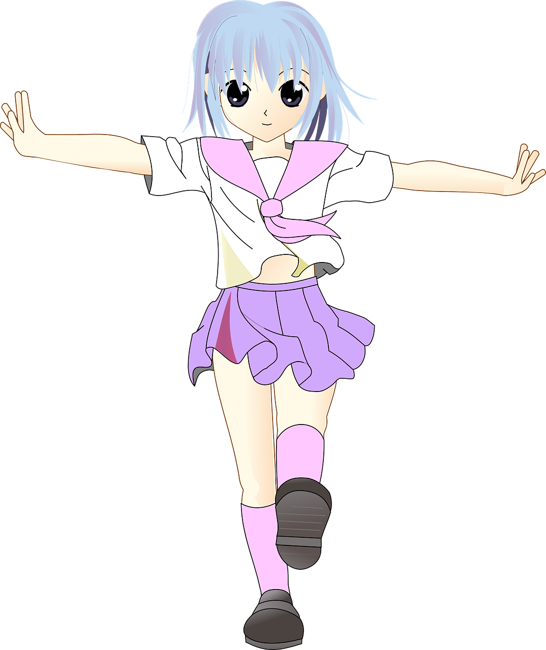 Girl Manga Walk Balance Skirt Png Image - Walking Girl Clipart (1074x1280), Png Download