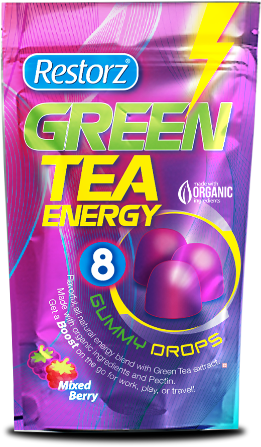 Restorz® Organic Green Tea Energy Gummy Drops With - Laundry Supply Clipart (708x926), Png Download