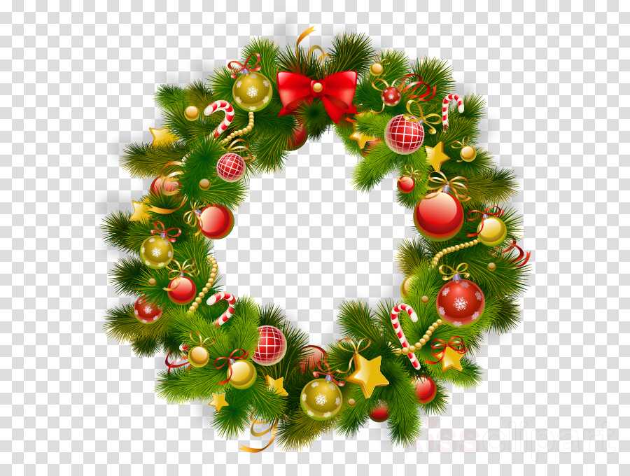 Christmas Wreath Transparent Png Transparent Background - Christmas Door Wreath Png Clipart (900x680), Png Download