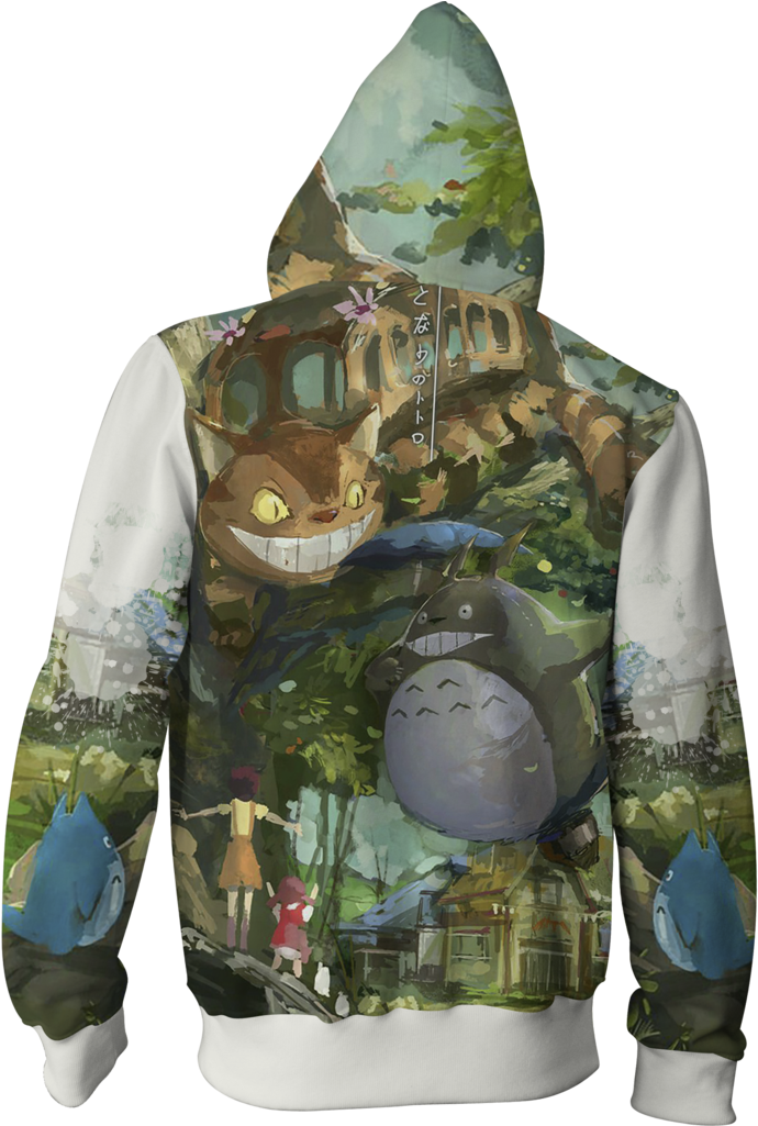 My Neighbor Totoro Zip Up Hoodie Fullprinted Zip Up Clipart (1024x1024), Png Download