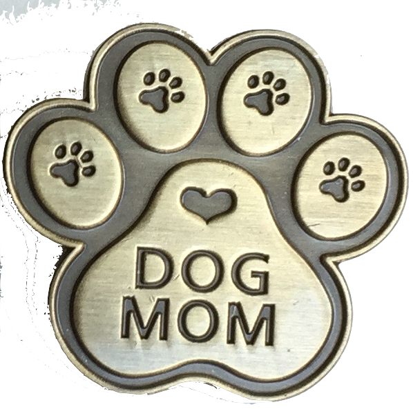 Dog Mom Paw Print Heart Lapel Pin Antique Brass 18mm - Heart Clipart (598x593), Png Download