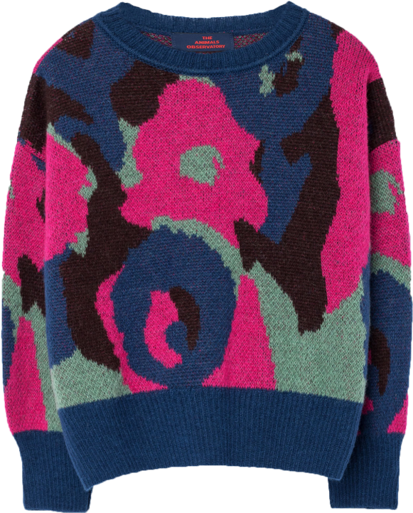 The Animals Observatory Bull Kids Sweater - Animal Observatory Electric Blue And Pink Patterned Clipart (960x720), Png Download