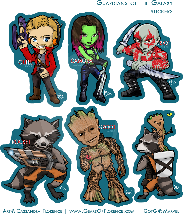 Guardians Of The Galaxy Stickers By Gearsofflorence - Galaxy Of The Guardian Clip Art - Png Download (774x900), Png Download