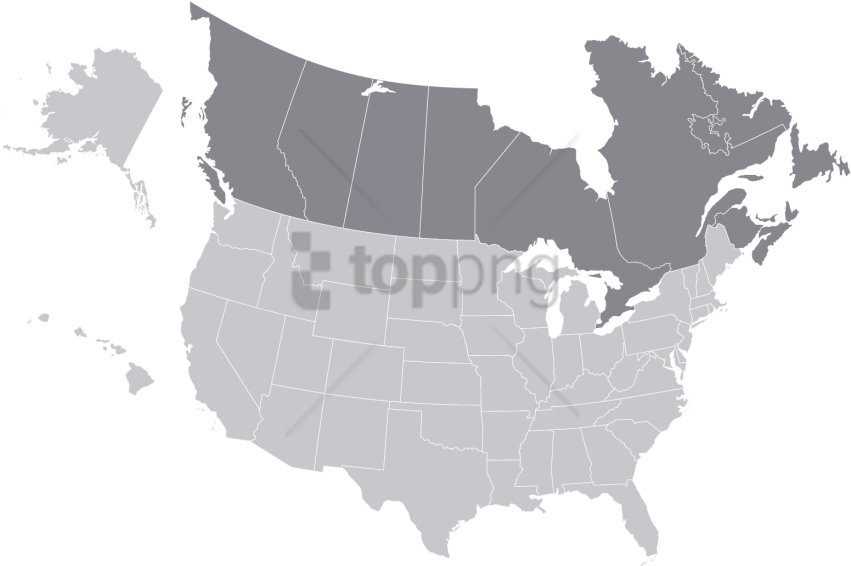 Free Png North America Oil Plays Png Image With Transparent - Us And Canada Map Png Clipart (851x566), Png Download
