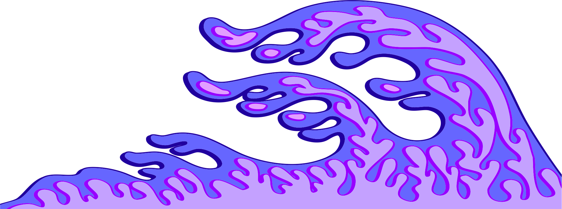 Wave Clip Japanese - Purple Wave Transparent - Png Download (1923x717), Png Download
