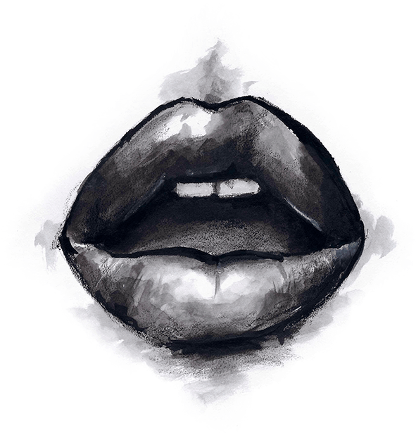 Drawing Transparent Lip - Sketch Clipart (591x615), Png Download