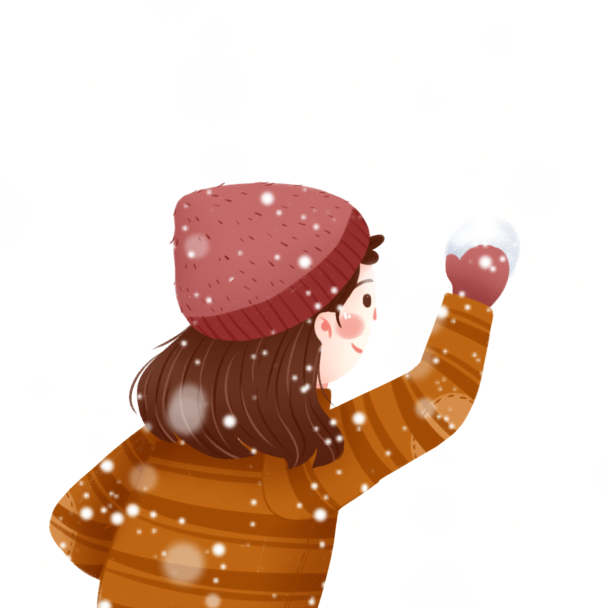 Hand Drawn Big Snow Girl Character Png And Psd - Illustration Clipart (2000x2000), Png Download