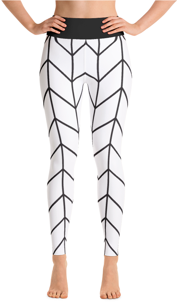 White Chevron Yoga Leggings - Leggings Clipart (1000x1000), Png Download