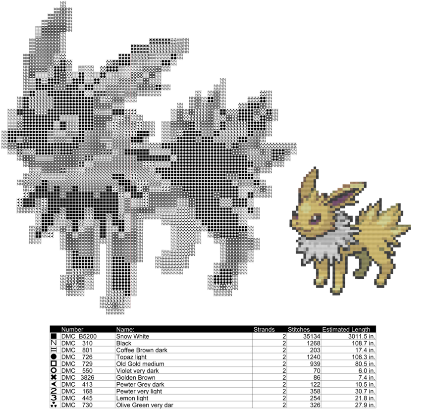 Cross Stitch Png - Jolteon Sprite Clipart (894x894), Png Download