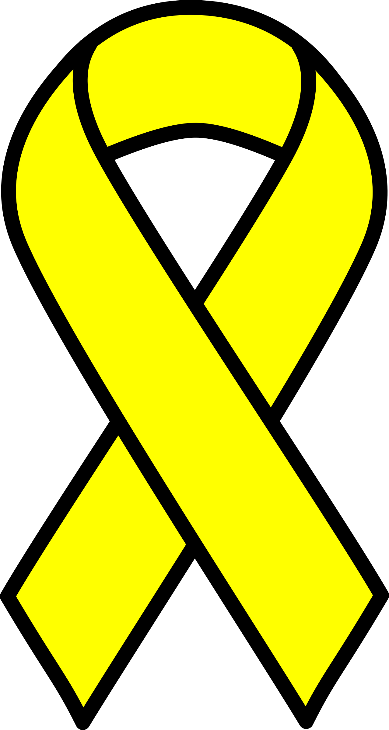 Yellow Cancer Ribbon - Outline Breast Cancer Ribbon Clipart (1278x2400), Png Download