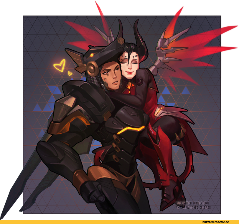 Blizzard,blizzard Other,overwatch, Pharah,mercy ,overwatch - Oni Genji X Devil Mercy Clipart (811x763), Png Download