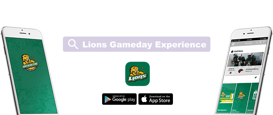 Lion Gameday Experience App - Southeastern Louisiana University Clipart (1128x424), Png Download