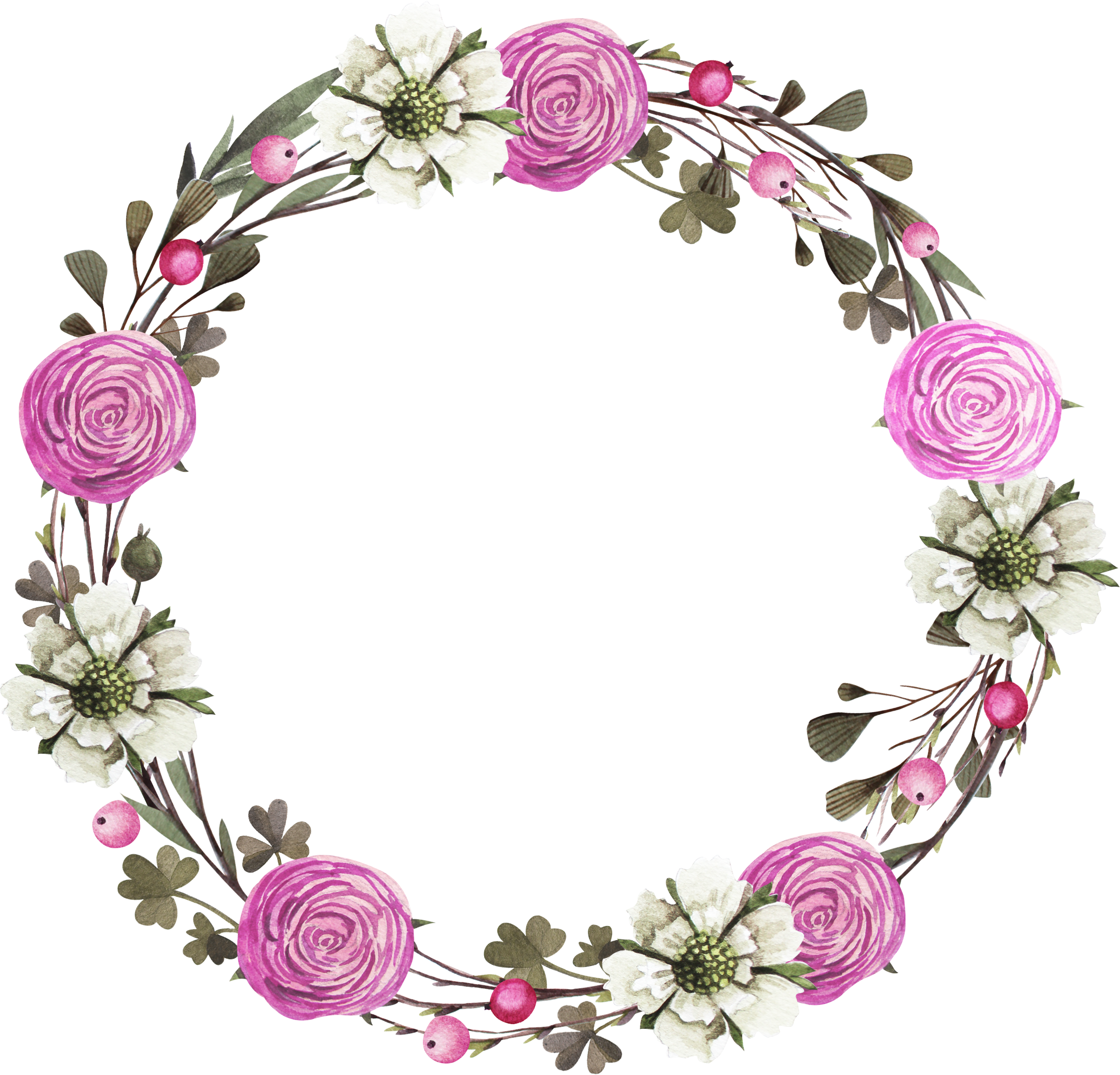 Floral Design Wreath Rose Clip Art - Rose - Png Download (2158x2071), Png Download