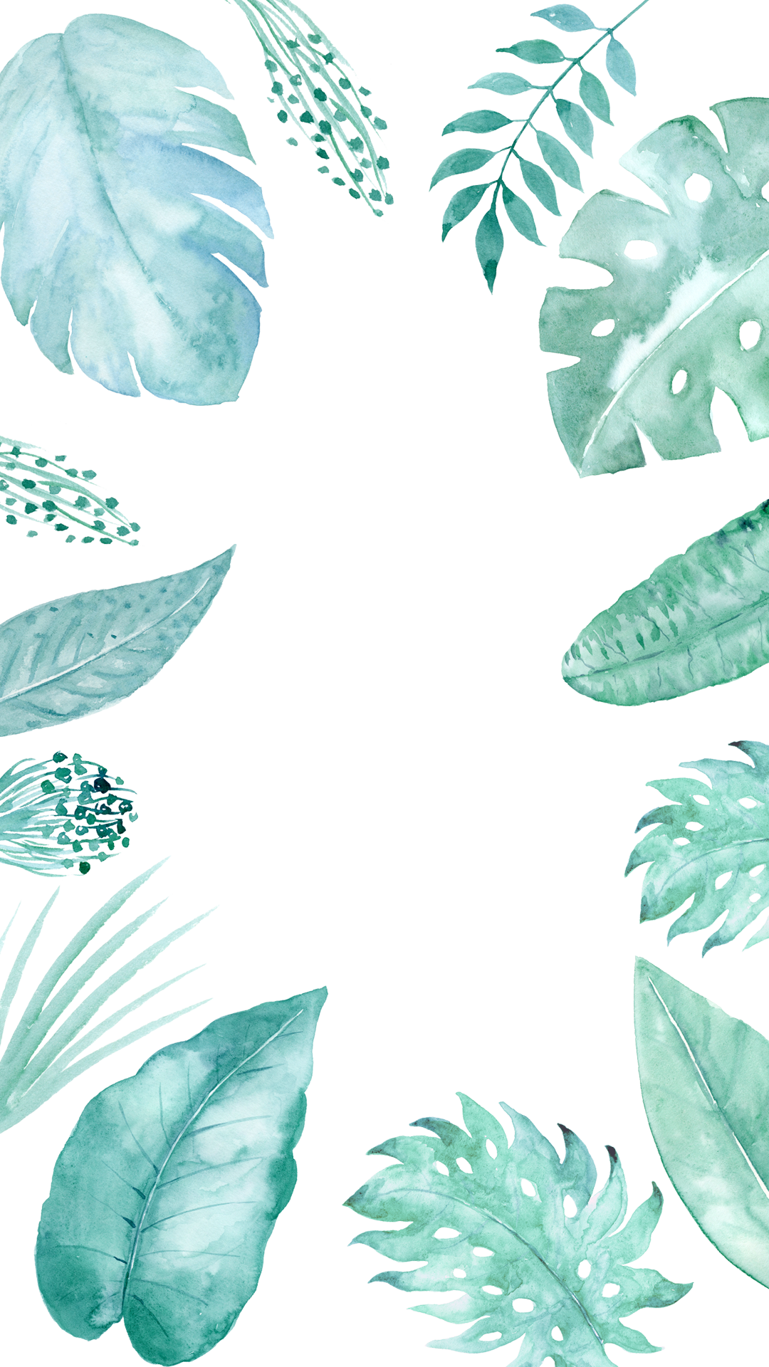 Blue Leaf Watercolor, Painting Effect Watercolor Mint - Мята Акварелью Clipart (1080x1920), Png Download