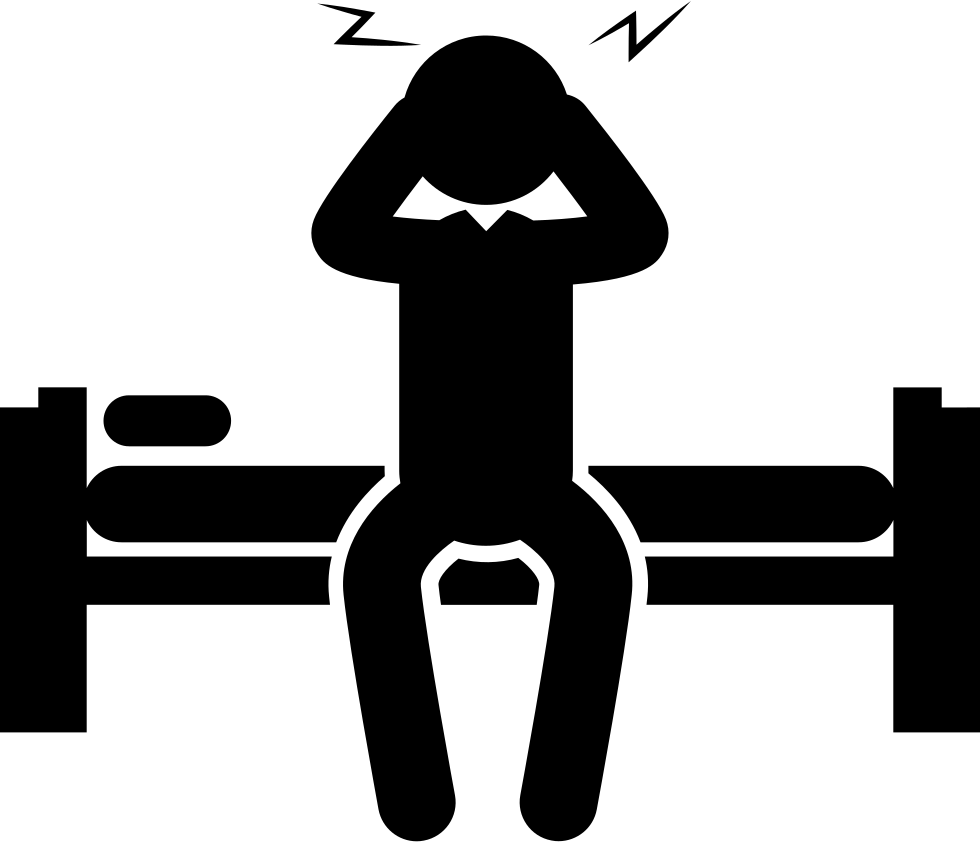 Sleepy Man Sitting On His Bed Svg Png Icon Free Download - Wake Up Clipart Black Transparent Png (980x842), Png Download