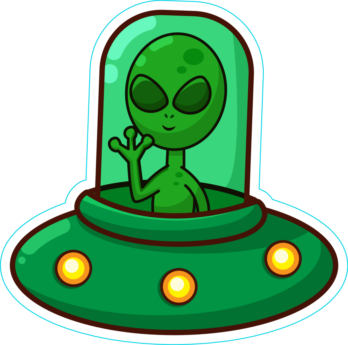 Download Alien In Spaceship Cartoon Sticker - Alien In Spaceship