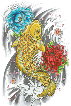 Download By Size - Koi Fish Tattoo Png Clipart (250x371), Png Download