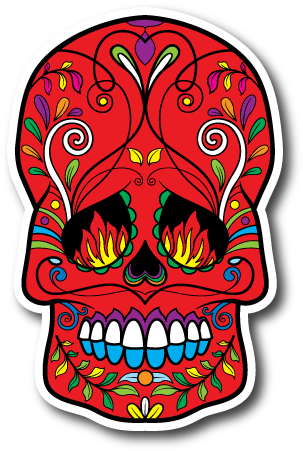 Sugar Skull Vinyl Sticker - Skull Clipart (600x600), Png Download