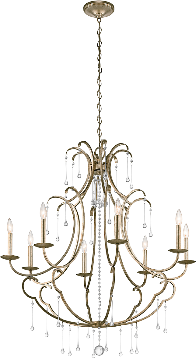 Shelsley 8 Light Chandelier In Sterling Gold - Chandelier Clipart (644x1175), Png Download