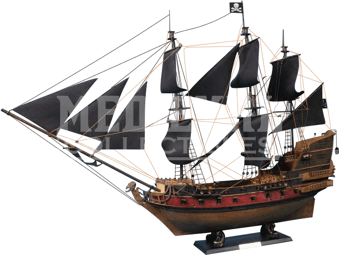 Captain Kidds Black Falcon Model Ship - Pirate Ship 3 Sails Clipart (692x692), Png Download