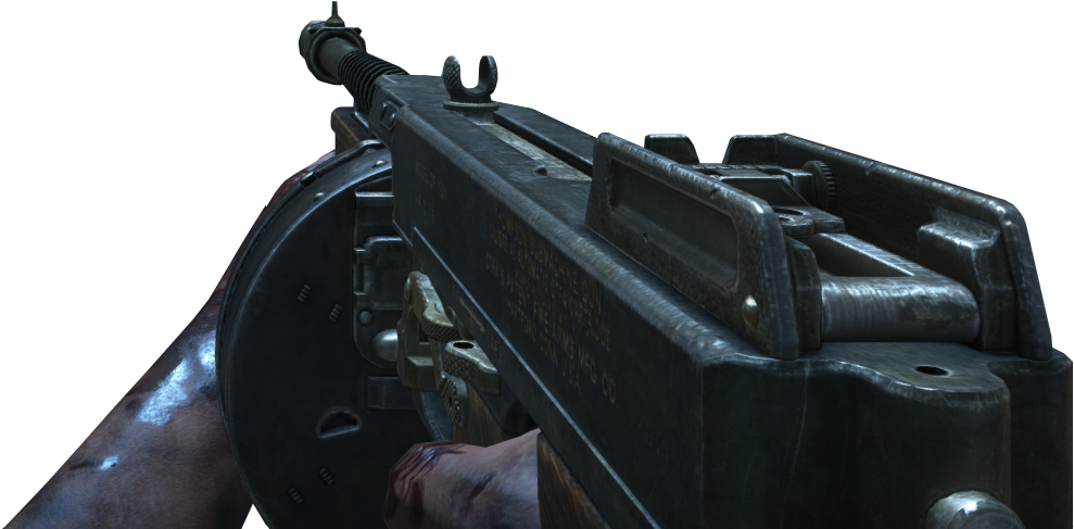 Call Of Duty 2 Zombies Origins Png - Fallout Tommy Gun Mod Clipart (1002x501), Png Download