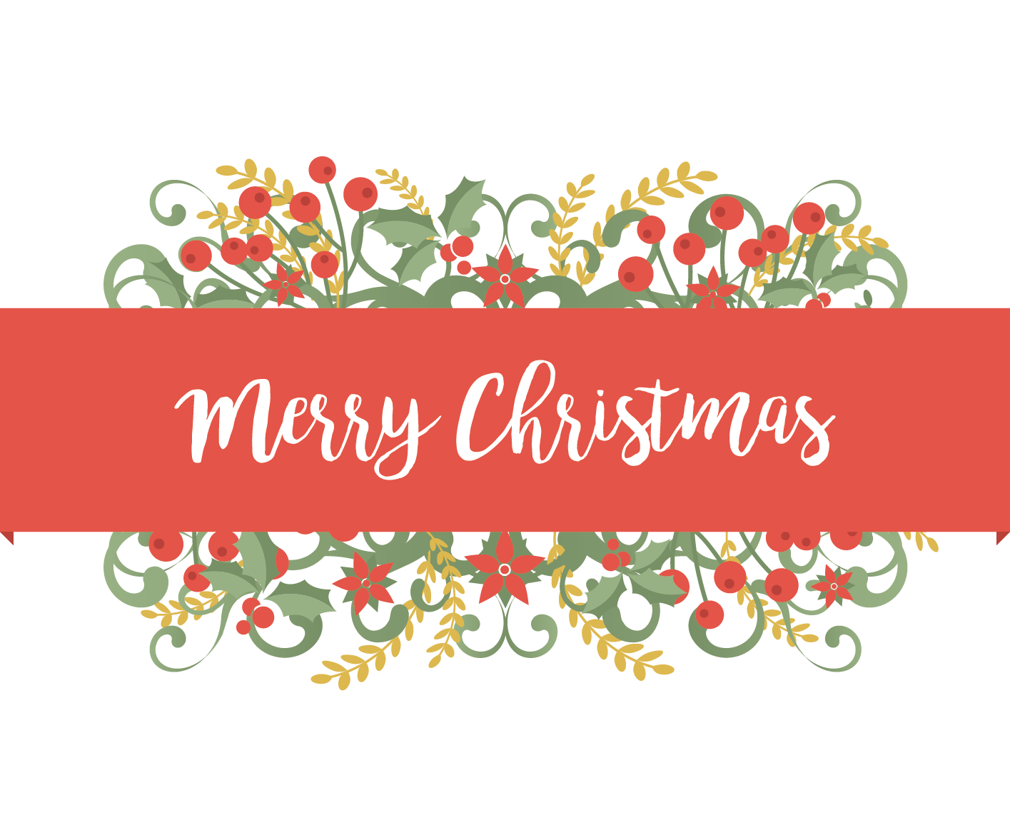 Merry Christmas Text Clipart Kiwi - Merry Christmas Card Floral - Png Download (1415x1177), Png Download