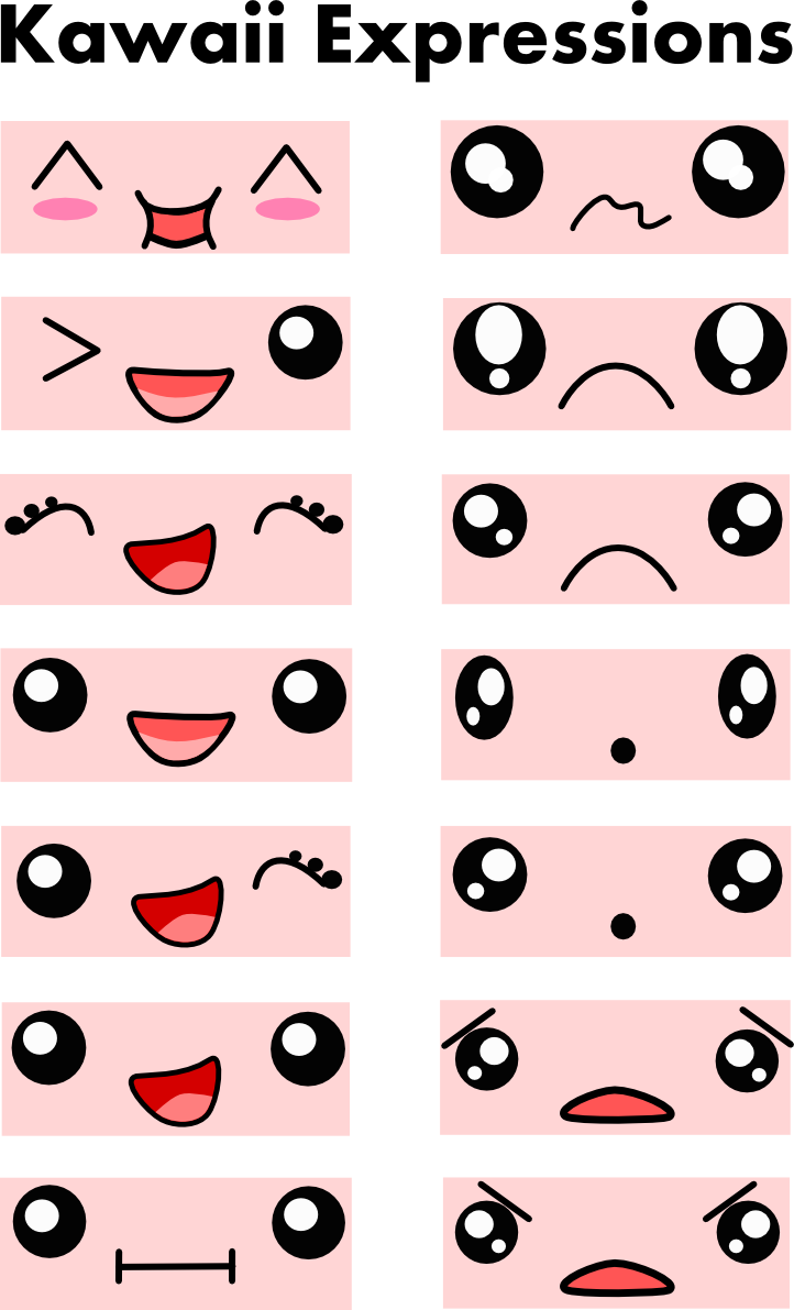 Expressions Page By - Como Dibujar Ojos Kawaii Clipart (722x1191), Png Download