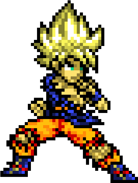 Super Saiyan Goku - Ssj Goku Pixel Art Clipart (530x680), Png Download