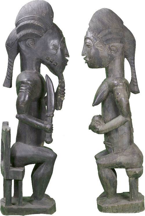 These Male And Female Statues Were Hand Carved Out - Transparent African Statues Clipart (500x744), Png Download
