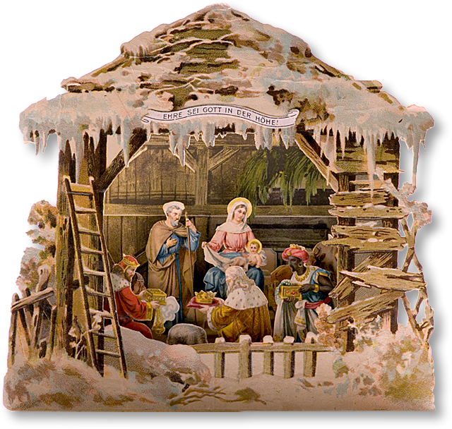4 Icicle Nativity - Free Nativity Pop Up Clipart (640x608), Png Download