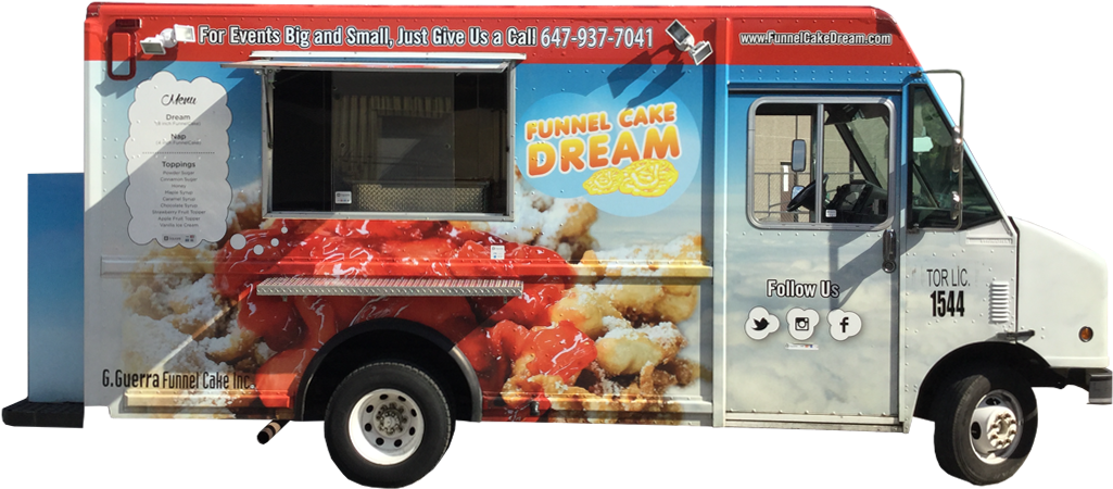 Food Trucks - Funnel Cake Truck Clipart (1080x600), Png Download