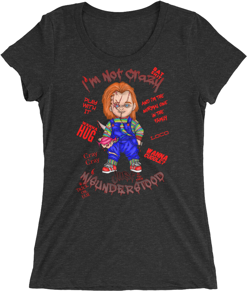 Ladies' Crazy Chucky T-shirts - Shirt Clipart (1000x1000), Png Download