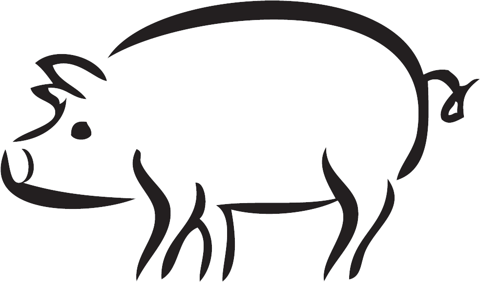 Llama Clipart Black And White Stencil - Outline Of A Pig - Png Download (983x579), Png Download