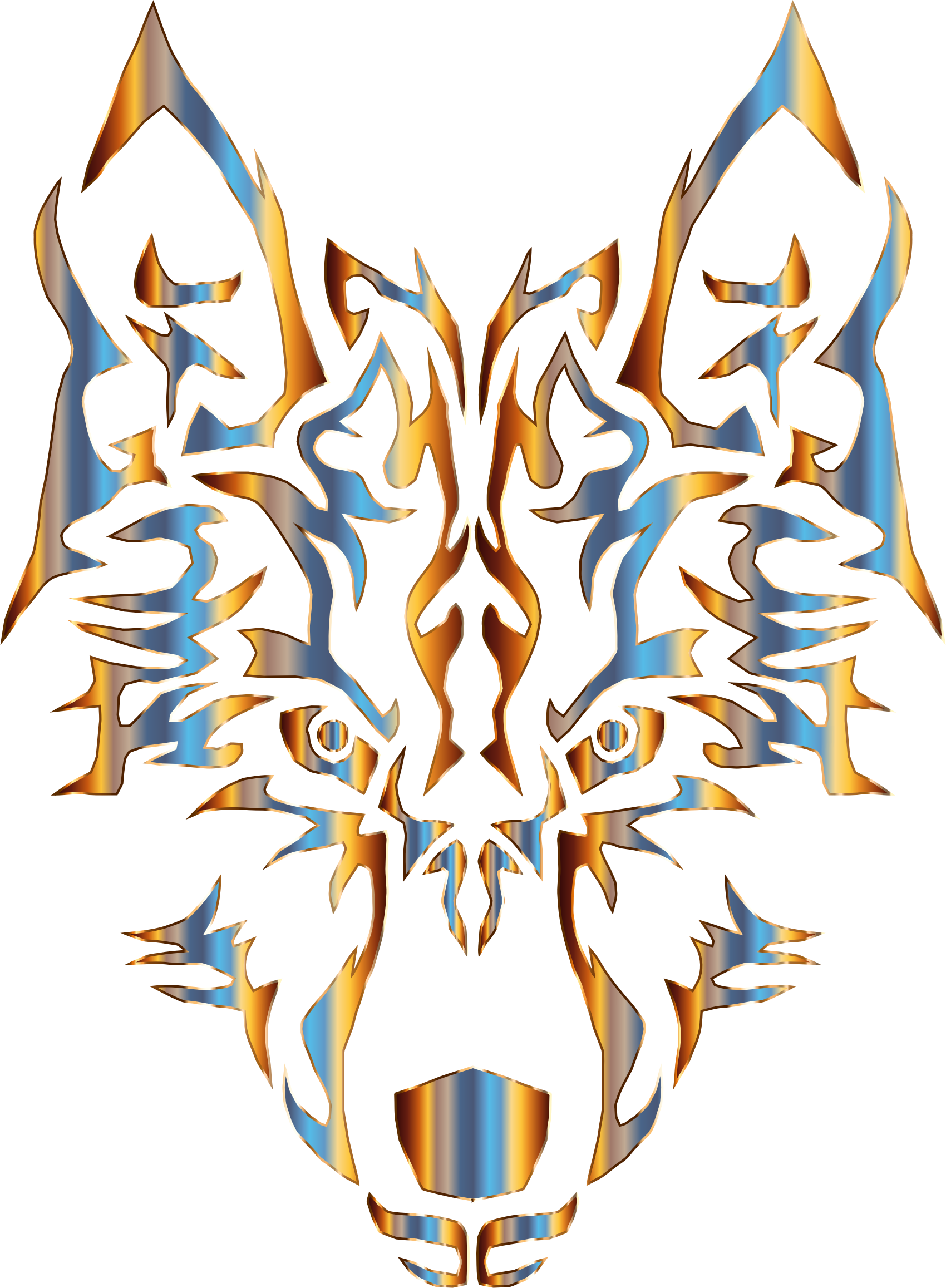 This Free Icons Png Design Of Chromatic Symmetric Tribal - Black And White Clipart Wolf Head Transparent Png (1700x2315), Png Download