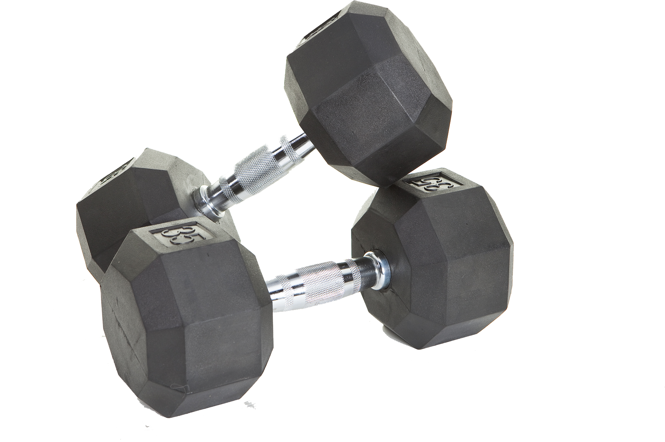 Pair Rubber Dumbbell Weights, Flat 8-sided Head By - Dumbbells Clipart (2250x1500), Png Download