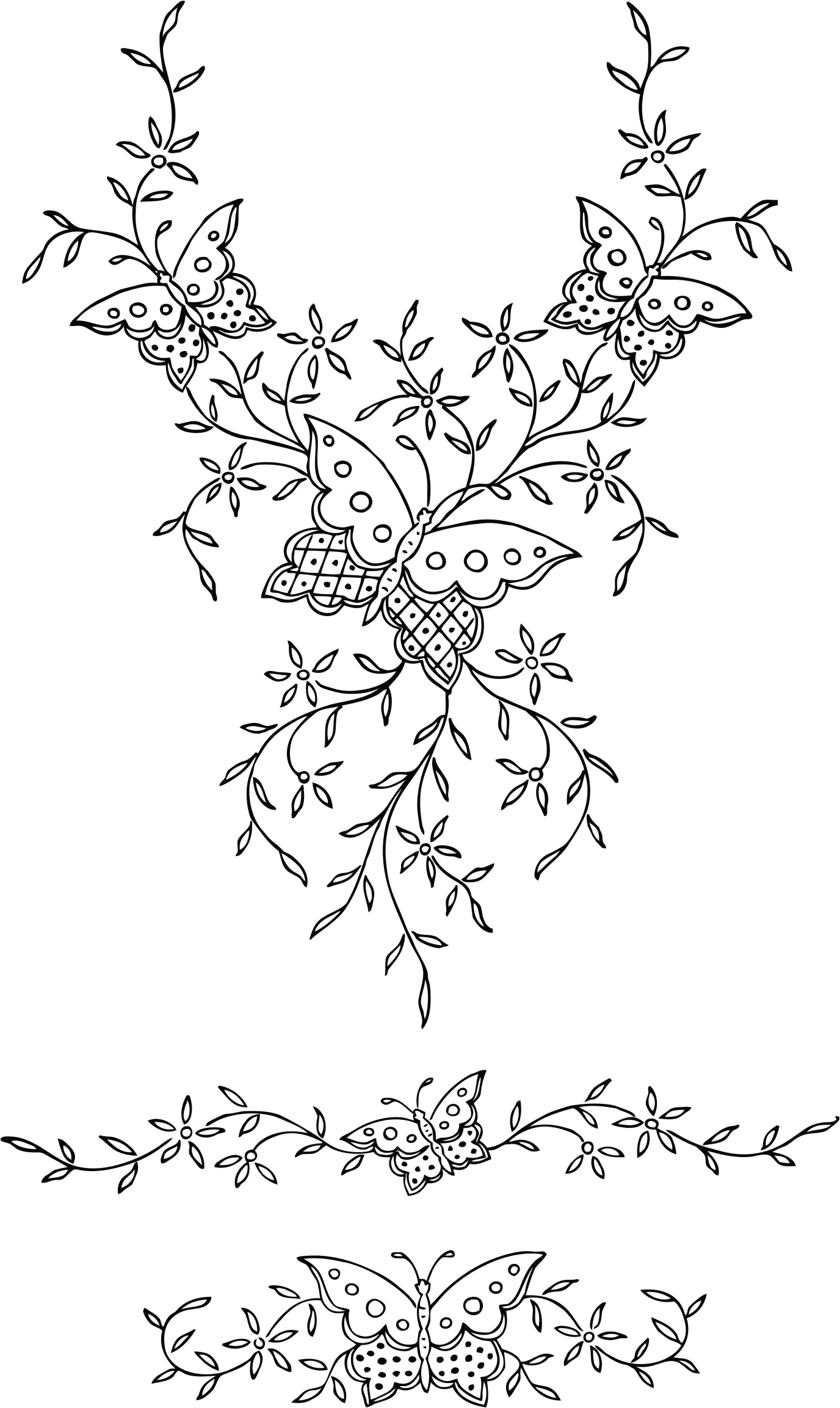 This Free Icons Png Design Of Ornamental Butterflies - Victorian Flower Embroidery Patterns Clipart (1376x2306), Png Download