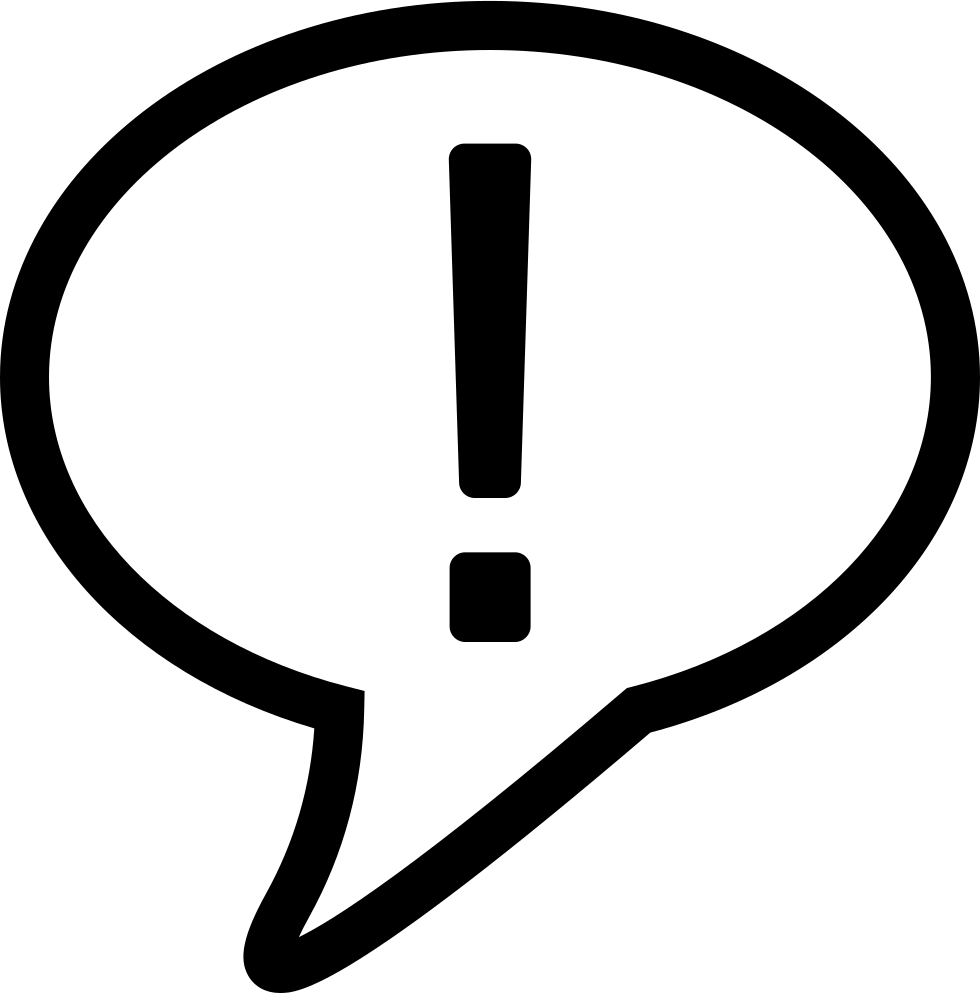 Speech Balloon Outline With Exclamation Mark Comments - Exclamation Balloon Icon Clipart (980x993), Png Download
