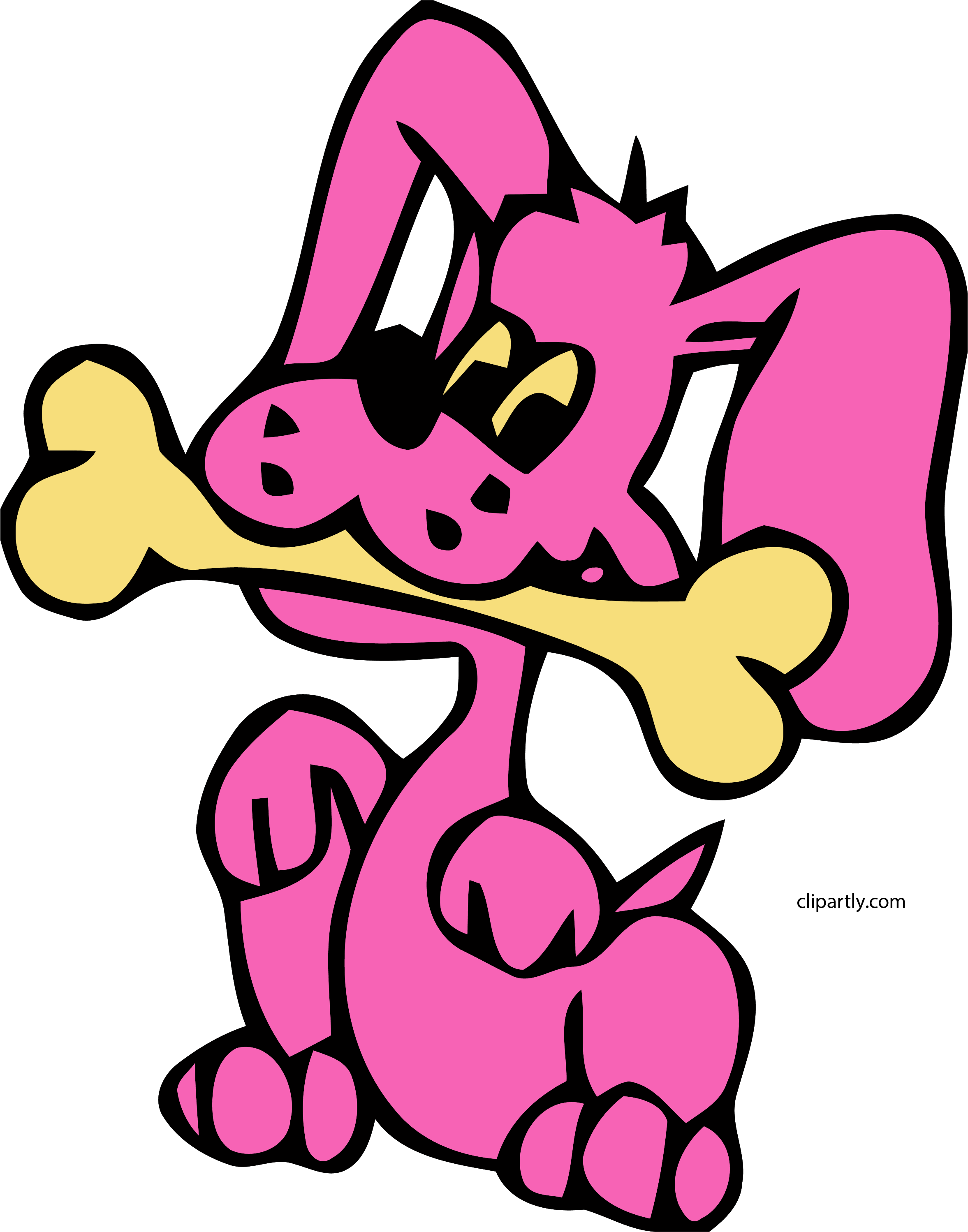 Dog Clipart Puppy Bone Hotpink Color Png - Dog Clipart Transparent Png (2354x2997), Png Download