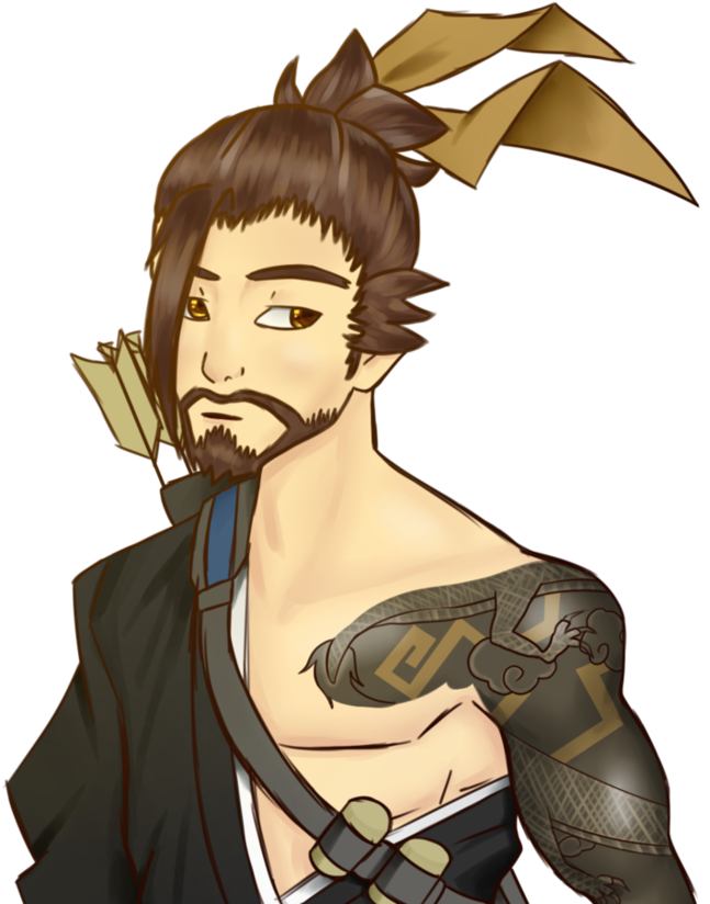 Overwatch By Lewildgeek - Hanzo Art Transparent Clipart (934x855), Png Download