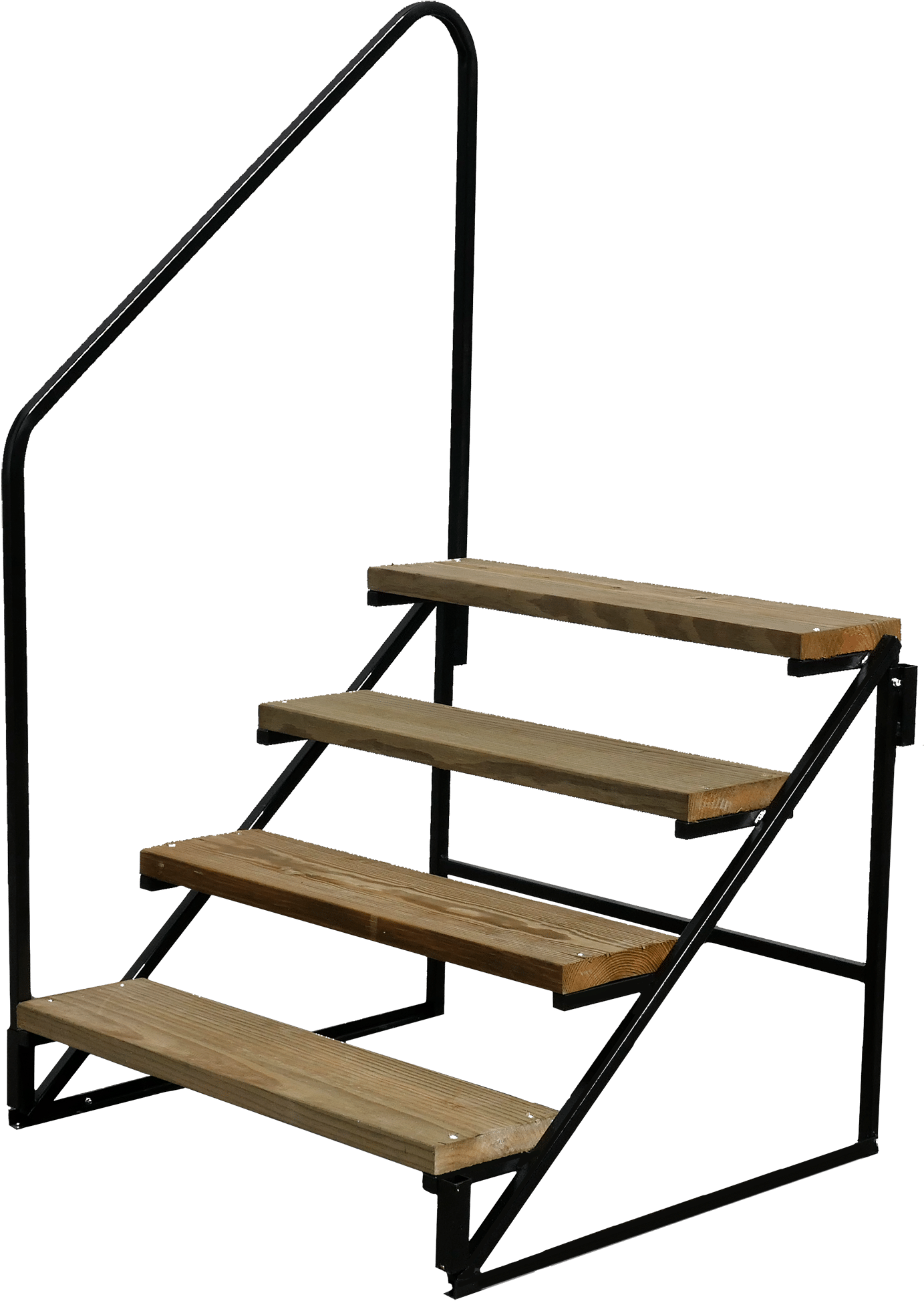 Wood Metal Steps With Siderail - Stairs Clipart (1394x2000), Png Download