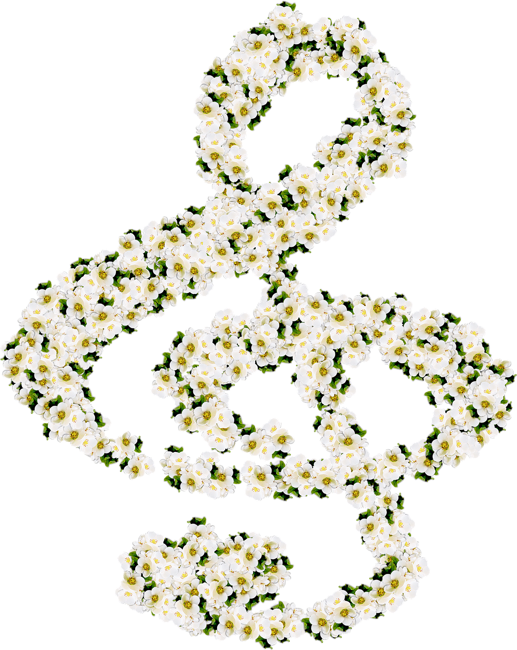 Music Note Treble Clef Flowers Png Image - Clé De Sol Notes Gif Clipart (1017x1280), Png Download