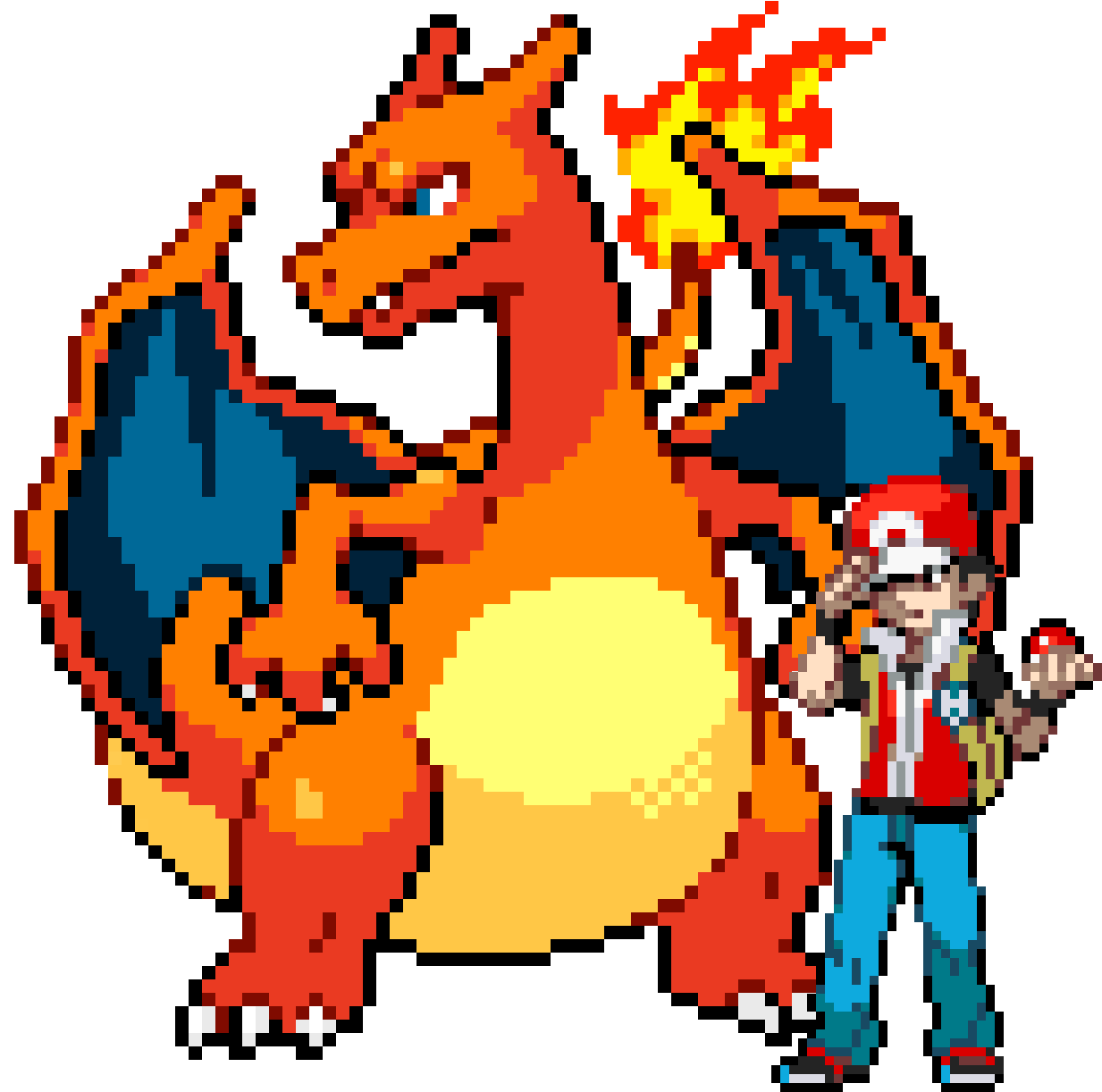 Charizard Transparent Red Version - Pokemon Charizard Pixel Art Clipart (1524x1349), Png Download