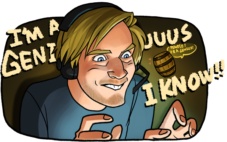 Pewdiepie By Hallpen - Cartoon Drawing Of Pewdiepie Clipart (767x480), Png Download