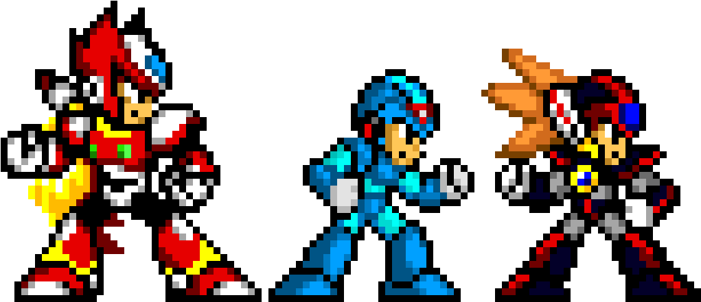 Megaman X Protagonists - Megaman X Pixel Art Clipart (1060x480), Png Download