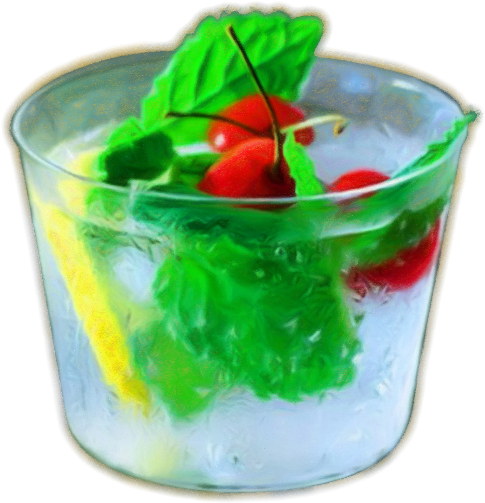 Hand Drawn Cherry Mint Ice Png And Psd - Drink Clipart (2000x2000), Png Download