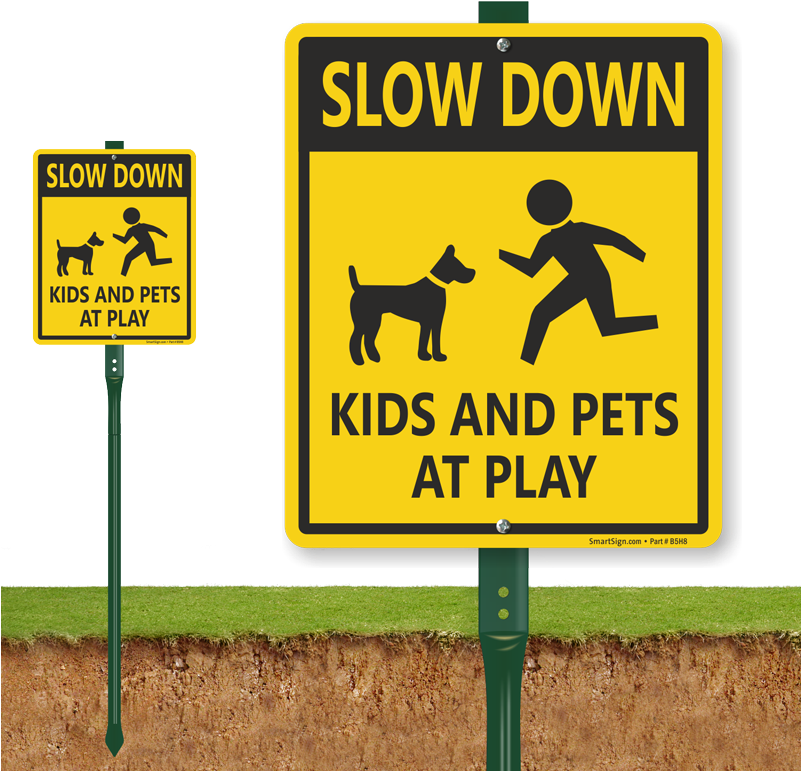 Slow Down Kids And Pets At Play Sign - Please Be Respectful Dog Sign Clipart (800x800), Png Download