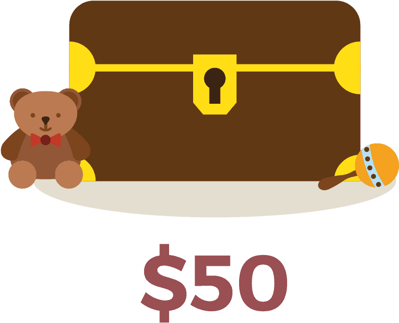 $50 Treasure Chest - Cartoon Clipart (1200x837), Png Download